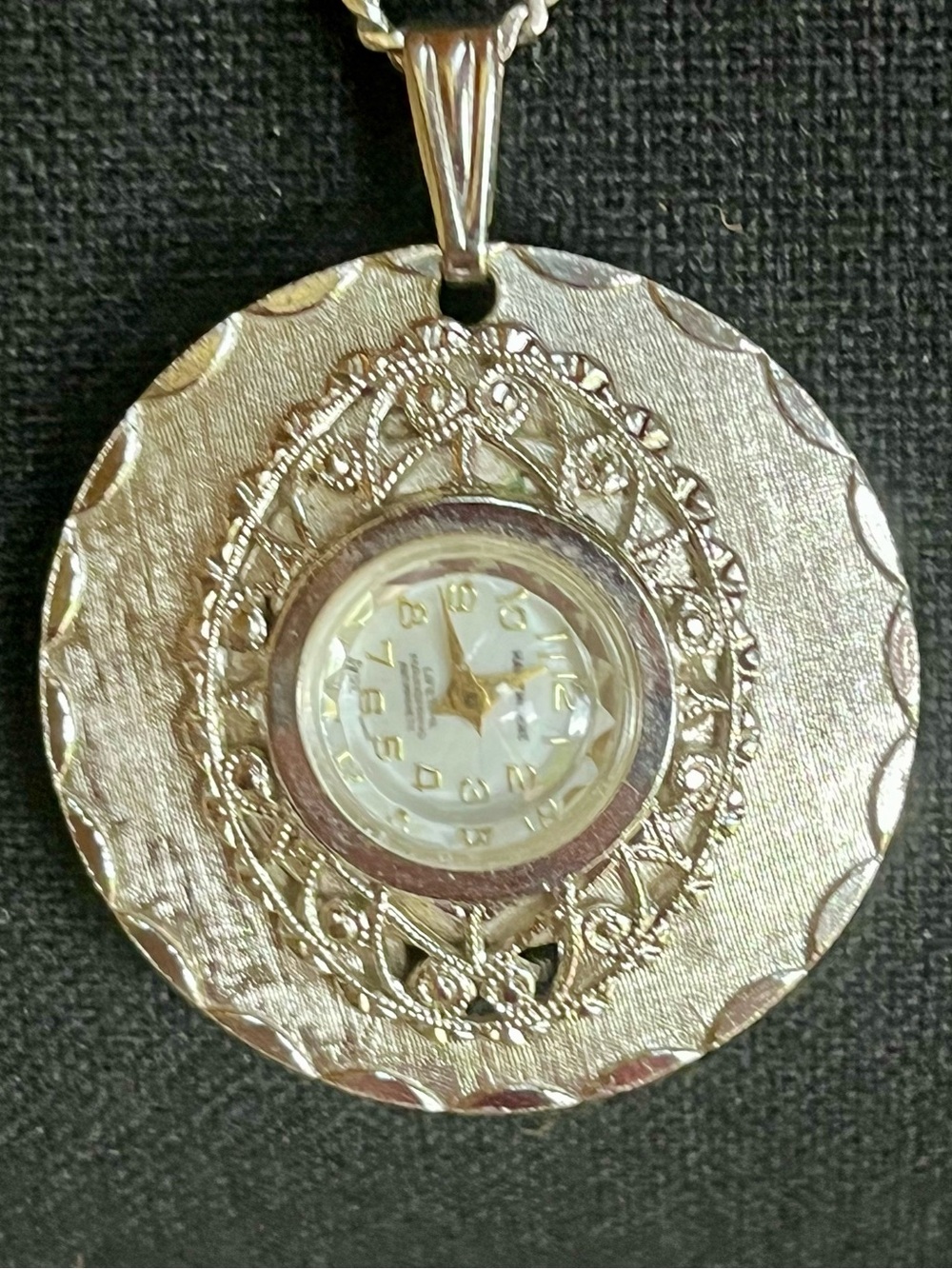 Vintage Hawthorne Mechanical Wind Up Pendant Watch Necklace 24" Chain Swiss Time